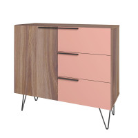 Manhattan Comfort 405AMC229 Beekman 35.43 Dresser with 2 Shelves in Brown and Pink